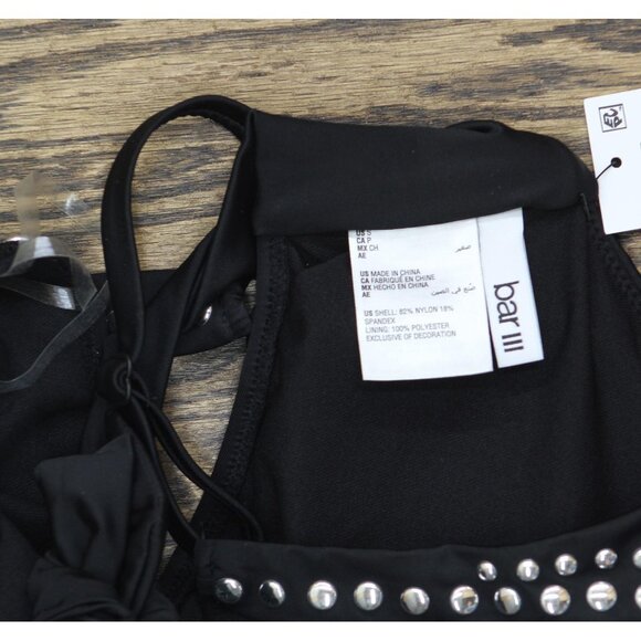 NWT Bar III Womens Tell Me About It Studded One Piece Swimsuit Black / Silver S - Picture 5 of 6